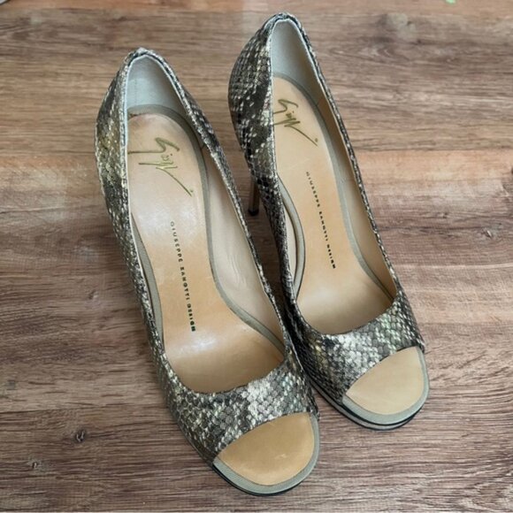 GIUSEPPE ZANOTTI‎ DESIGN Made in Italy 🇮🇹 GENUINE LEATHER Snakeskin Heels 38.5 - Picture 6 of 16